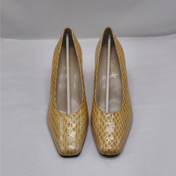 Rangoni Firenze Minx Beige Embossed Leather Block Heel Pumps 8 AAA Narrow Italy - Picture 3 of 12